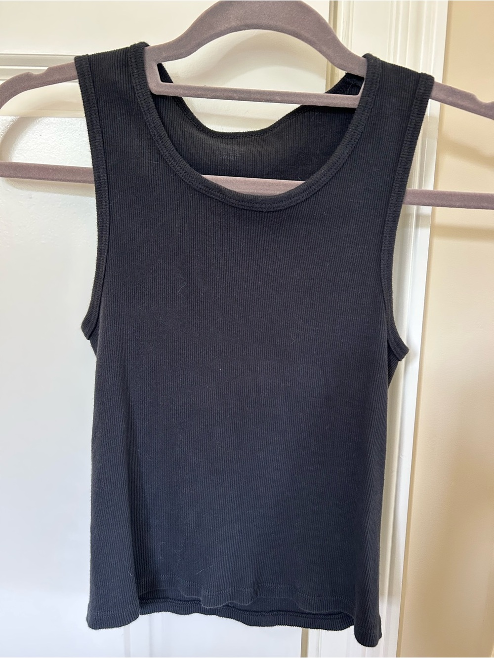 Black Ribbed Scoop Neck Tank